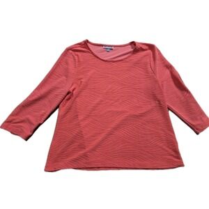 Jm Collection 3/4 Sleeve Coral Top Shirt Blouse Womens SZ XL
